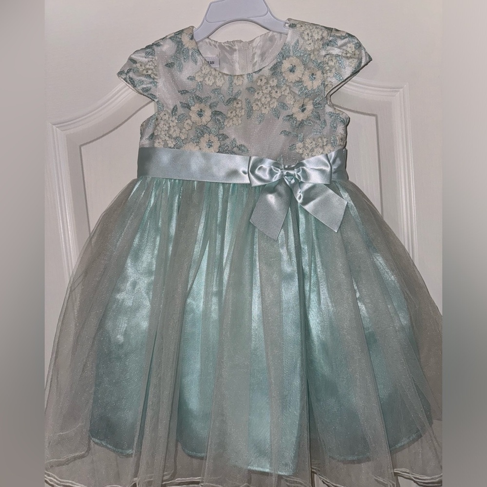 Beautiful teal floral toddler dress